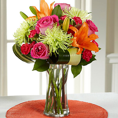 Mixed orange and pink bouquet