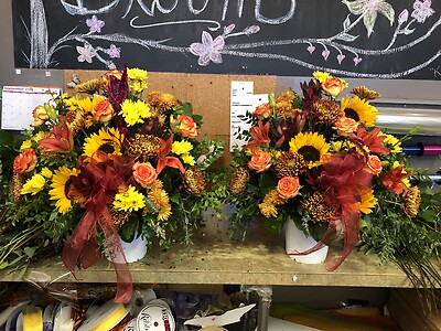Oranges and yellows funeral basket