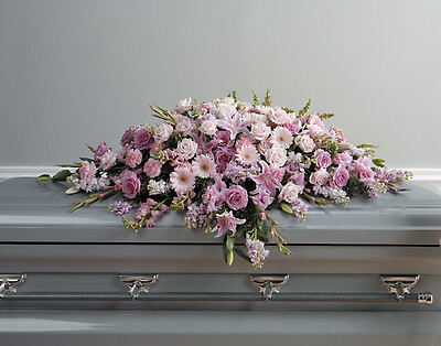 Pinks and lavender casket cover