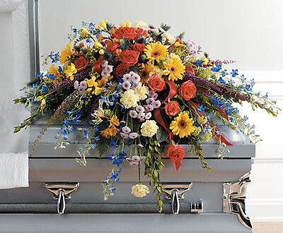 Colorful casket spray