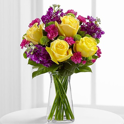 Yellow roses with mixed flowers bouquet