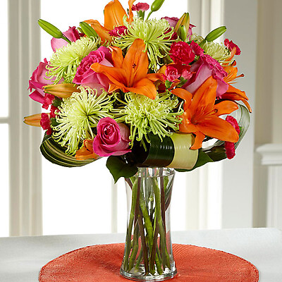 Mixed orange and pink bouquet