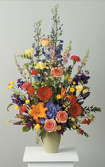 Rainbow vase arrangement