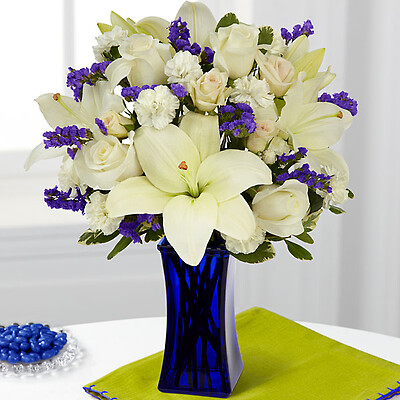 Blue and white bouquet