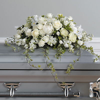 White casket cover