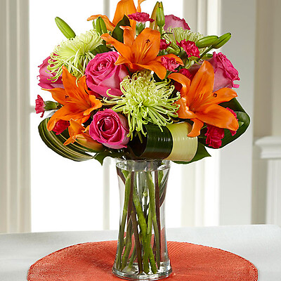 Mixed orange and pink bouquet