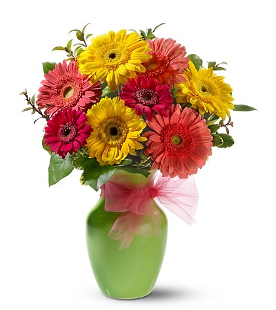 Gerbera in a ginger vase bouquet